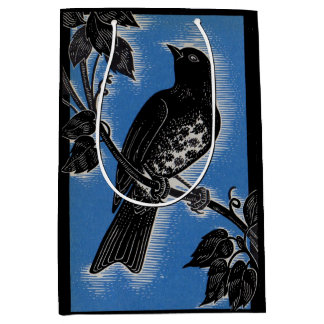 black thrush with blue medium gift bag