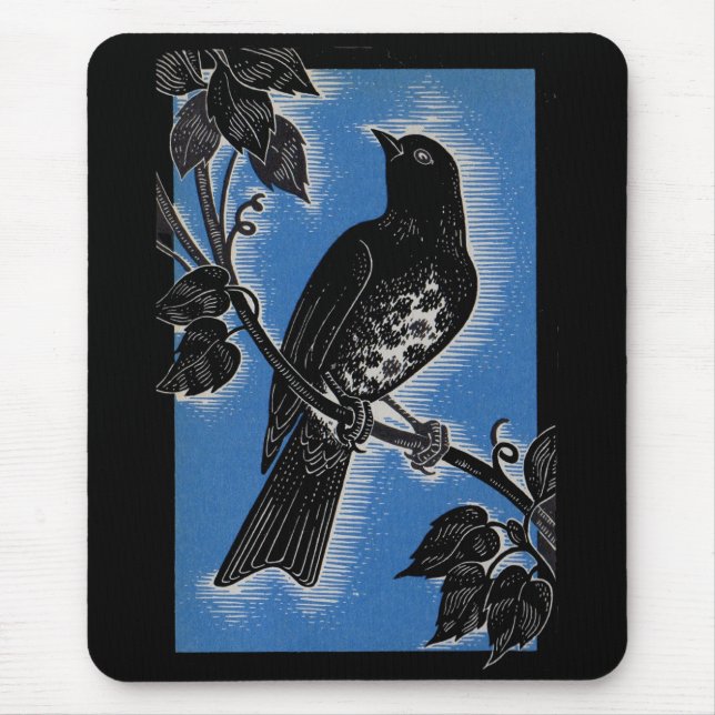 black thrush with blue mouse pad (Front)