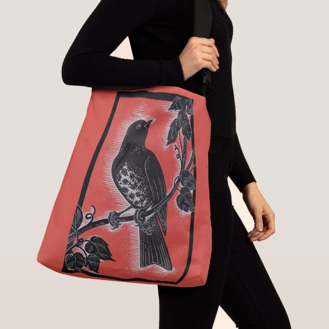 black thrush with red crossbody bag (Close Up)