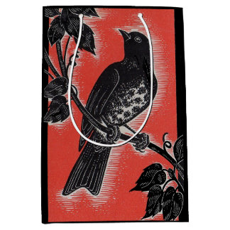 black thrush with red medium gift bag