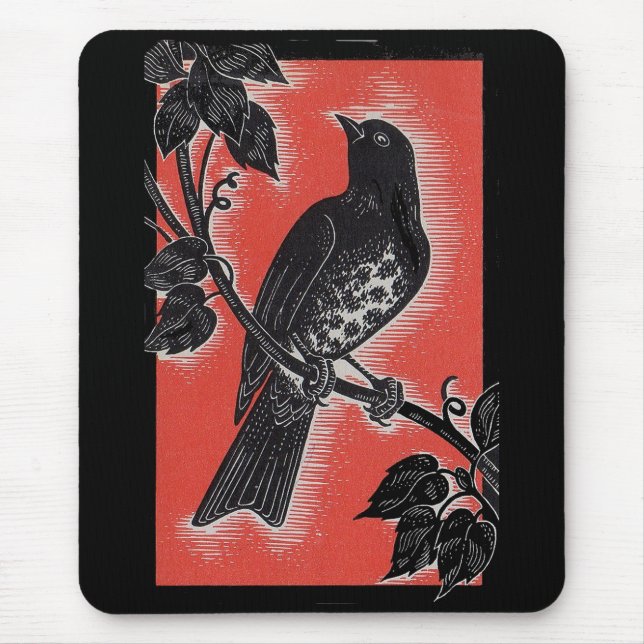 black thrush with red mouse pad (Front)