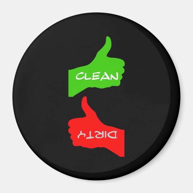 Black Thumbs Up/Down Clean/Dirty Dishes Magnet (Front)