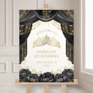 Black Tiara Crown Quinceanera Welcome Foam Board