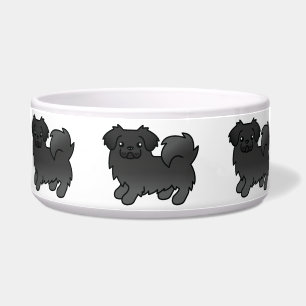 Black Tibetan Spaniel Cartoon Dog Bowl