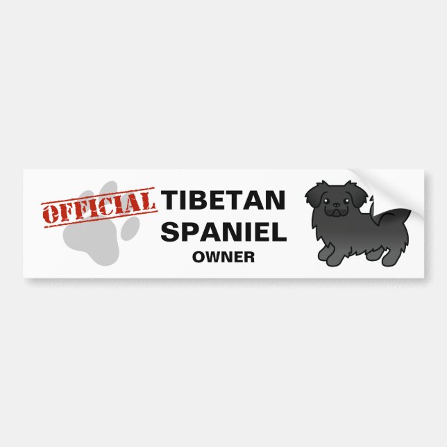 Black Tibetan Spaniel Cartoon Dog Bumper Sticker (Front)
