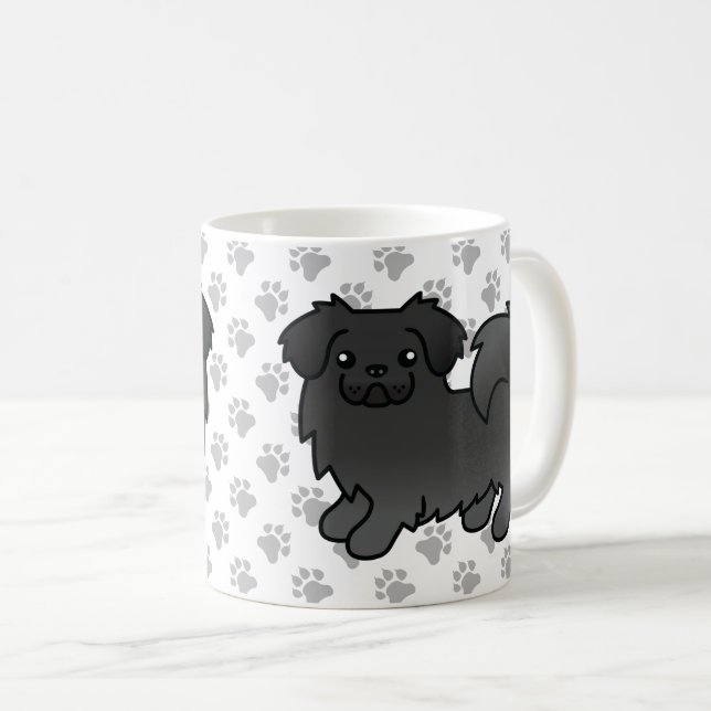Black Tibetan Spaniel Cute Cartoon Dog Coffee Mug (Front Right)