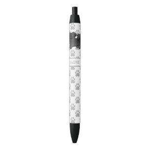 Black Tibetan Spaniel Cute Cartoon Dog & Name Pen
