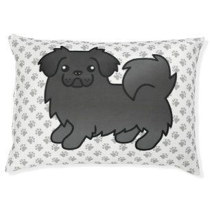 Black Tibetan Spaniel Cute Cartoon Dog & Paws Pet Bed