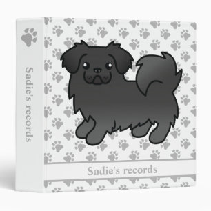 Black Tibetan Spaniel Cute Cartoon Dog & Text 3 Ring Binder