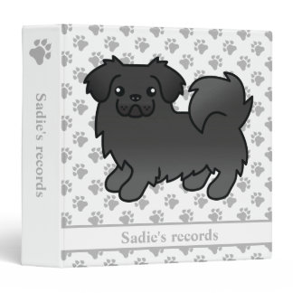Black Tibetan Spaniel Cute Cartoon Dog &amp; Text 3 Ring Binder