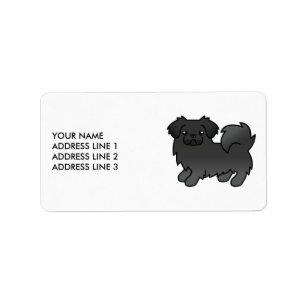Black Tibetan Spaniel Cute Cartoon Dog & Text Label