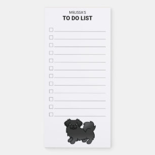 Black Tibetan Spaniel Cute Cartoon Dog To Do List Magnetic Notepad