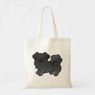 Black Tibetan Spaniel Cute Cartoon Dog Tote Bag