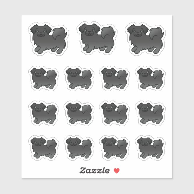 Black Tibetan Spaniel Cute Cartoon Dogs Sticker (Sheet)