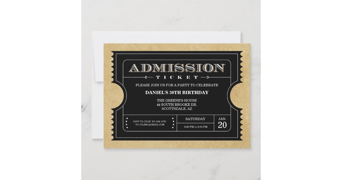 Black Ticket Invitations | Zazzle