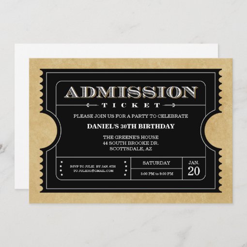 Black Ticket Invitations | Zazzle