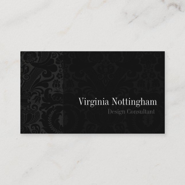 Black Tie #1 Chic Damask Business Card (Front)