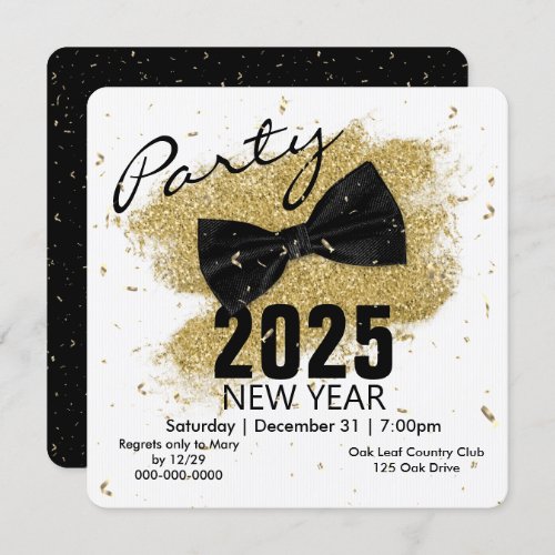 Black Tie 2025 New Years Party  Invitation
