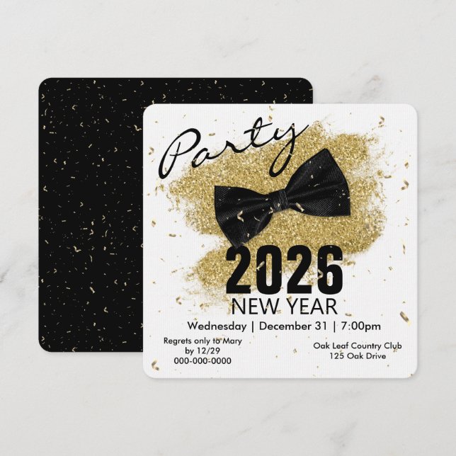 Black Tie 2027 New Years Party  Invitation (Front/Back)