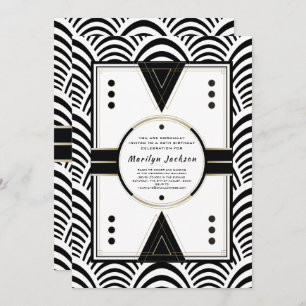 Black Tie 50th Birthday Party Elegant Art Deco Invitation