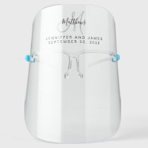 Black Tie Affair Custom Elegant Monogram Wedding Face Shield