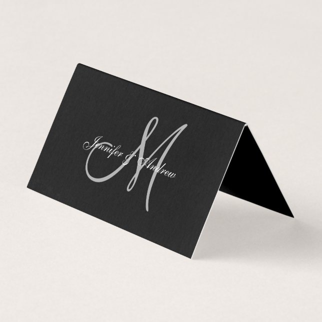 Black Tie Affair Elegant Monogram Names Wedding (Back)