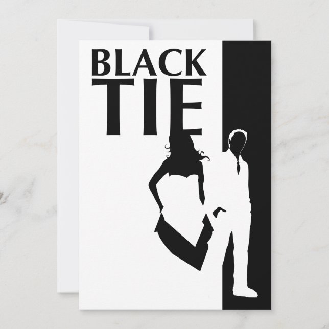 black tie affair : man & woman silhouettes invitation (Front)