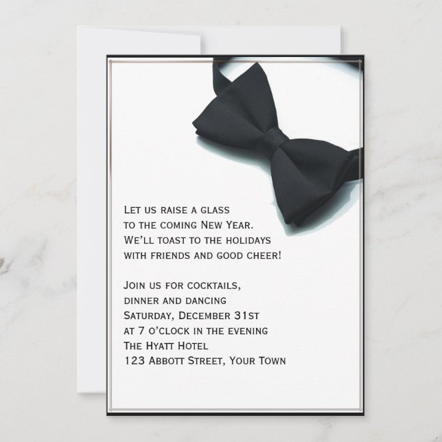 Black Tie Affair New Years Eve Invitation (Front)