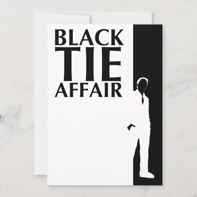 black tie affair : serious silhouette invitation (Front)