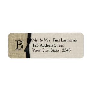 Black Tie and Burlap Monogram Label