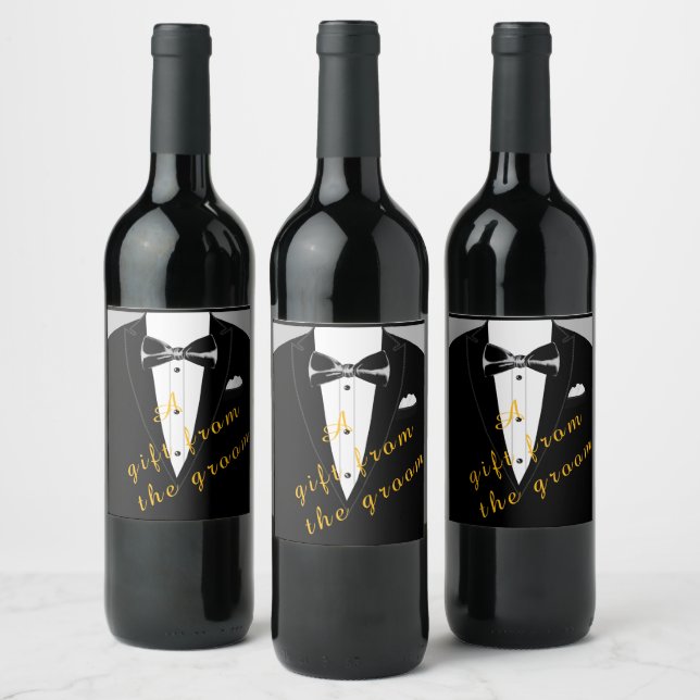 Black tie and tuxedo gift wine label (Bottles)