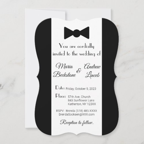 Black Tie and White Wedding Invitation