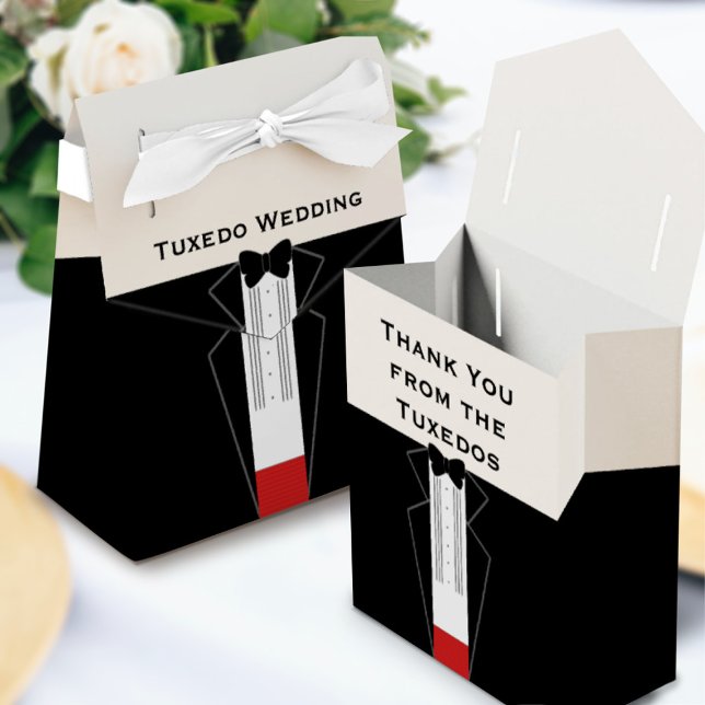Black Tie Bachelor Party Thank You Tuxedo Favor Boxes (Creator Uploaded)