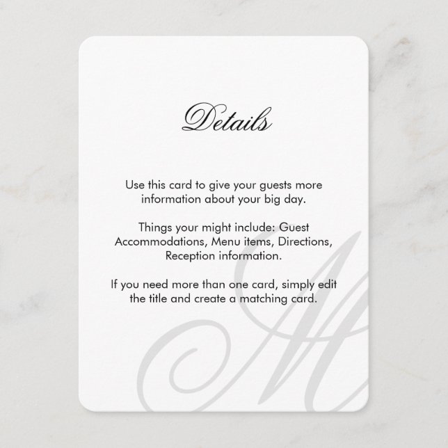 Black Tie | Black White | Insert Card (Front)