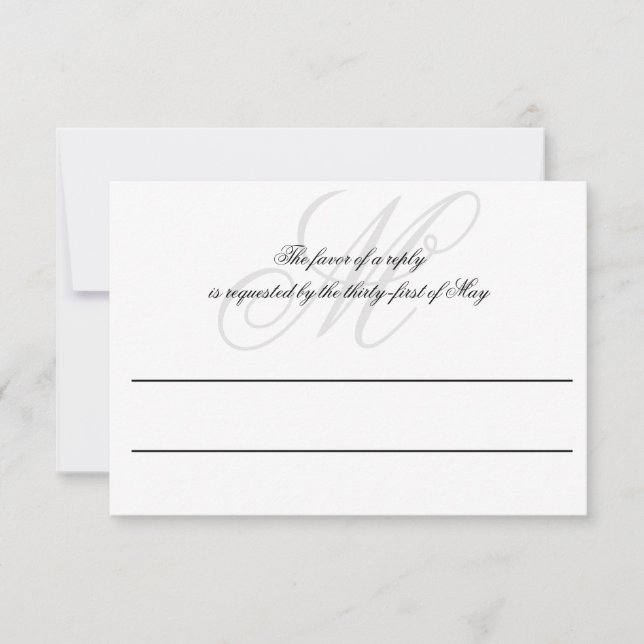 Black Tie | Black White | Wedding RSVP Card (Front)