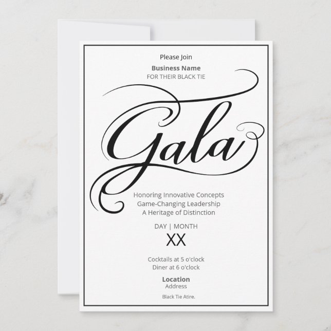 Black Tie Business Gala Invitation (Front)