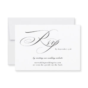 Black Tie Calligraphy Wedding Website QR CODE RSVP Card