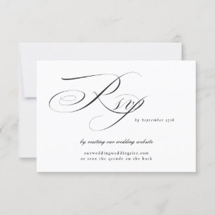 Black Tie Calligraphy Wedding Website QR CODE RSVP Card