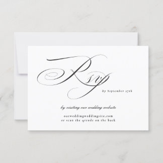 Black Tie Calligraphy Wedding Website QR CODE RSVP Card