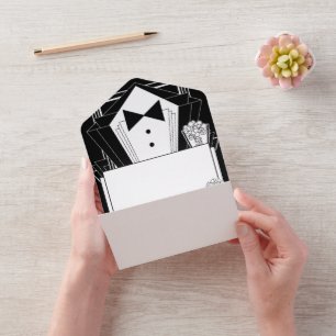 Black Tie Champagne All In One Invitation