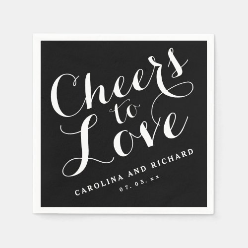 Black Tie Cheers to Love  Wedding Napkins