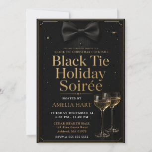 Black Tie Christmas Cocktails Holiday Soirée Invitation