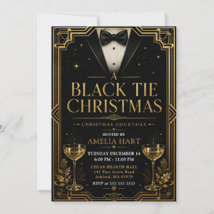 Black Tie Christmas Cocktails Invitation