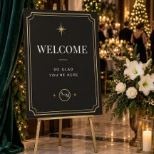 Black Tie Christmas Welcome Black & Champagne Gold