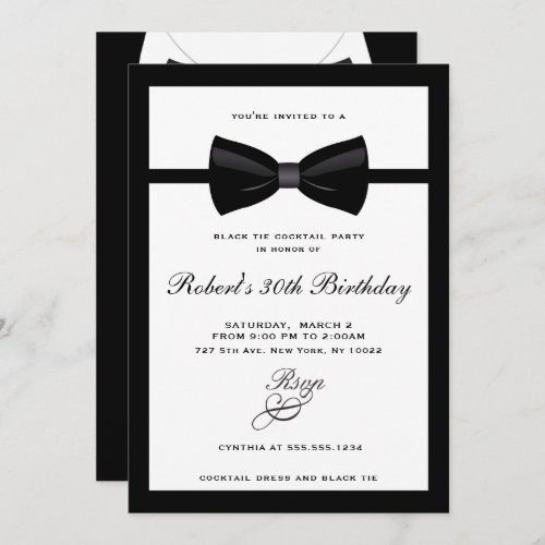 Black Tie Cocktail Party Invitations