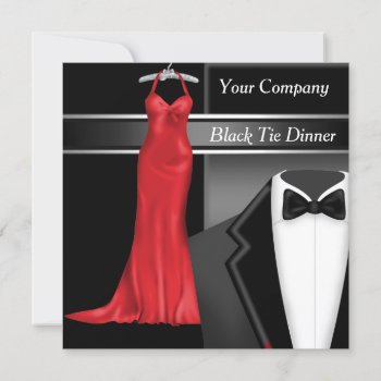 Black Tie Corporate Dinner Party Invitation by invitesnow at Zazzle