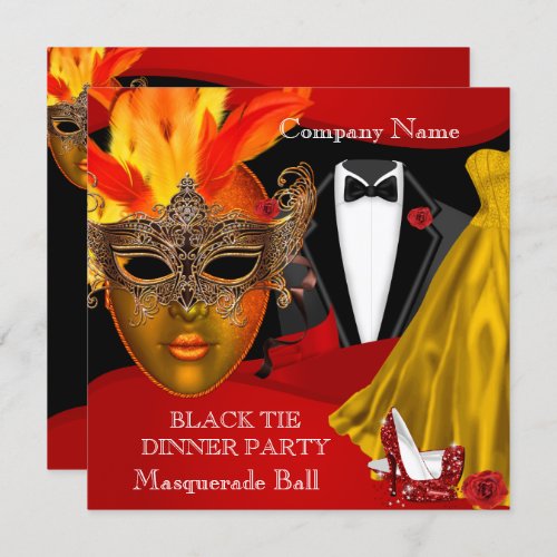 Black Tie Corporate Formal Masquerade Ball 2 Invitation