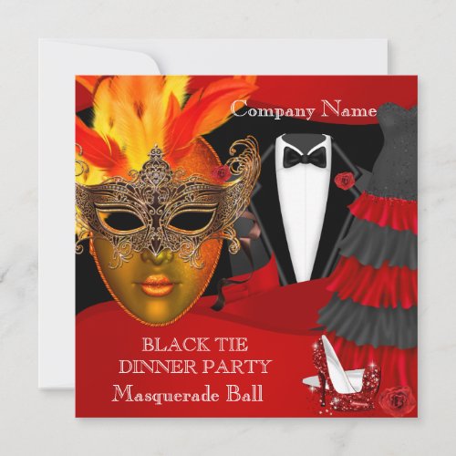 Black Tie Corporate Formal Masquerade Ball Invitation