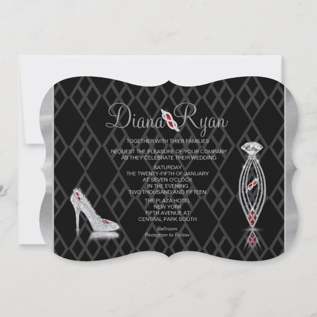 Black Tie Diamond Invitation (Back)