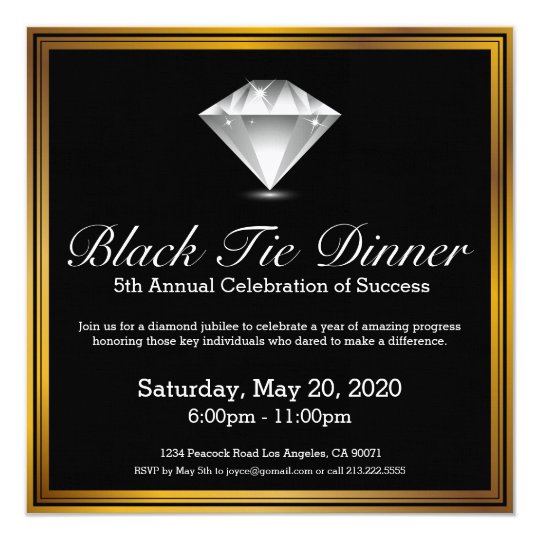 Black Tie Diamond Jubilee Dinner Invitation
